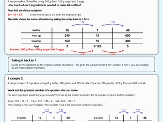 GCSE Foundation Maths - Securing Grade 4 - Ratio Skill 3 - Recipe Questions