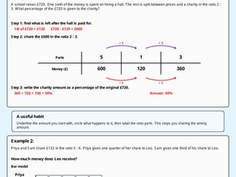 GCSE Foundation  Maths - Securing Grade 4 -  Ratio Skill 6 - More challenging questions/ mixed skill