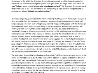 The theme of dreams in "Of Mice and Men" GCSE ENGLISH LITERATURE