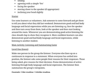 SPEAKING AND LISTENING Active Listening