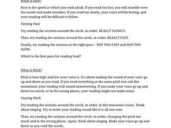 SPEAKING AND LISTENING activities for varying pitch pace and tone