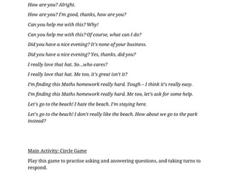 SPEAKING AND LISTENING Lesson guidance for activities for speaking with a positive tone