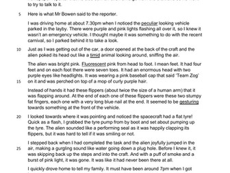 7+ Reading Comprehension and Composition ALIEN ENCOUNTER