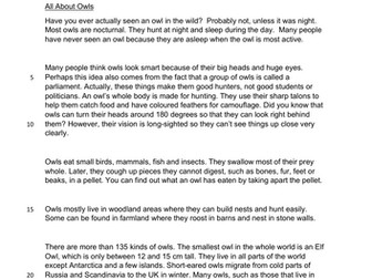 7+ Non Fiction MCQ Reading Comprehension and Composition OWLS