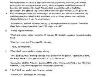 11+ MCQ Reading Comprehension NICHOLAS NICKELBY