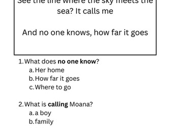 Finding information in a text - Moana
