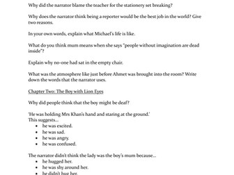 Inference and Explanation Questions THE BOY AT THE BACK OF THE CLASS