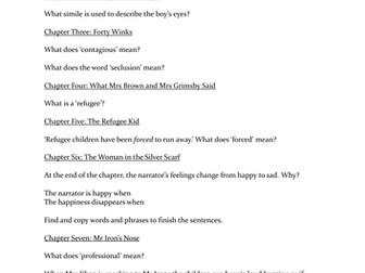 Vocabulary and Language Questions THE BOY AT THE BACK OF THE CLASS