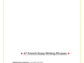 French A-level Writing Phrases for an A*