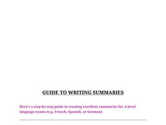 Guide to A-level Language Summaries (applicable to all languages in AQA)