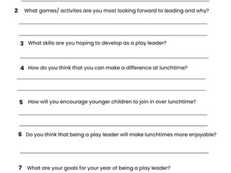 Play leader questionnaire
