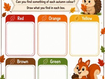 Autumn Colour Hunt Worksheet EYFS