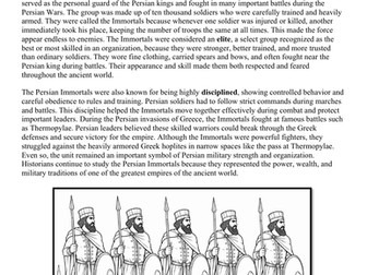 Persian Immortals Worksheet