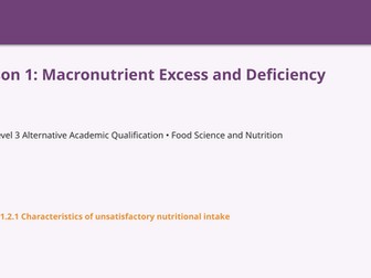 WJEC 2026-2027 AAQ Level 3 Food- Unit 1.2.1