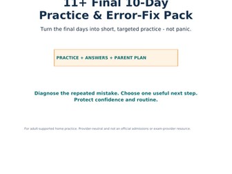 11+ Final 10-Day Practice & Error-Fix Pack