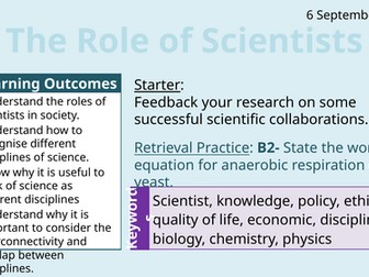 OCR AAQ in Applied Science- Science in Society: The Role of Scientists