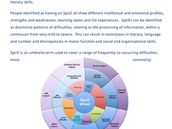 Staff inclusion newsletter - Specific Learning Difficulties (SpLDs)