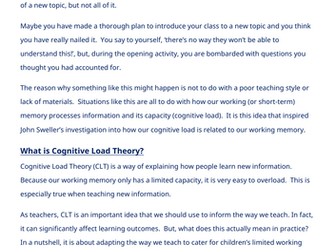 Staff inclusion newsletter - Cognitive load theory