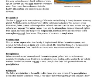 Water Cycle Explanation Model Text