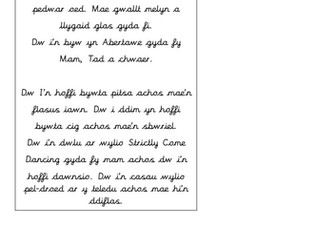 Dyma Fi Welsh First Person WAGOLL/ Reading Comprehension