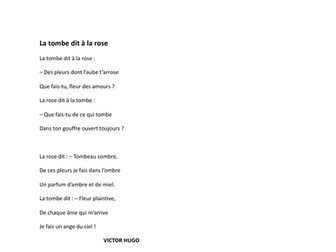 'La tombe dit à la rose' Victor Hugo poem (with translation) advanced level French