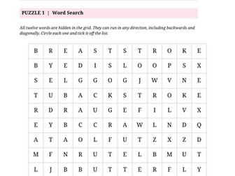 S3 PE Cover Lesson | Swimming Puzzle Pack | Classroom Cover for a Pool Closure