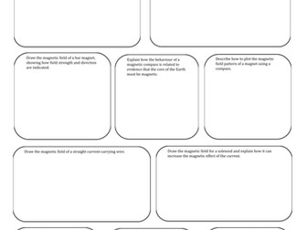 Magnetism and  Electromagnetism Revision Mat and accompanying PPT Y11