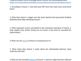 Ancien Regime Source Analysis Worksheet