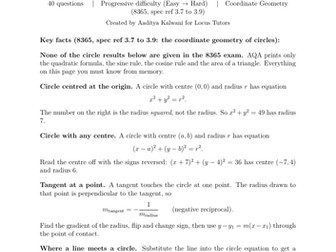 Equation of a Circle and Tangents | AQA L2 Further 8365 | 40 Worked Examples