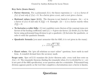 Factor Theorem and Polynomial Division | AQA L2 Further 8365 | 40 Worked Examples