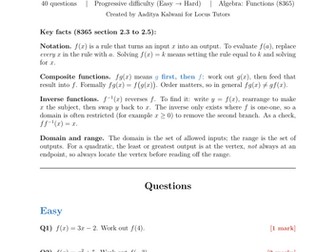Functions: Composite & Inverse | AQA L2 Further 8365 | 40 Worked Examples