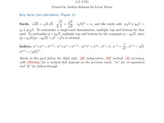 Surds and Indices | AQA L2 Further 8365 | 40 Worked Examples