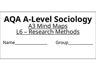 Research Methods A3 Mind Maps A-Level Sociology