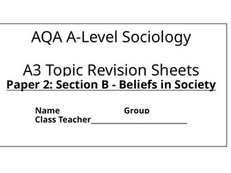Beliefs in Society A3 Mind Maps A-Level Sociology