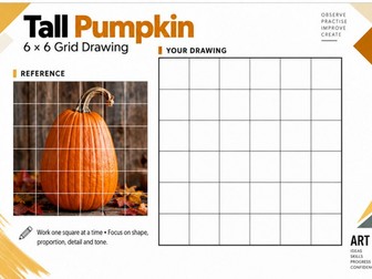 Tall Pumpkin Grid Drawing Worksheet | Autumn Art | KS3 KS4