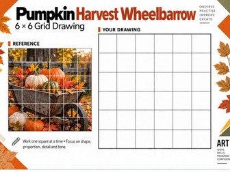 Pumpkin Harvest Wheelbarrow Grid Drawing Worksheet | KS3 KS4