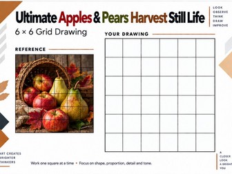 Ultimate Apples & Pears Harvest Still Life Grid Drawing Worksheet | KS3 & KS4 Art