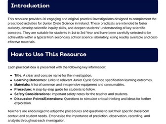 20 Science Practicals for Junior Cycle Science
