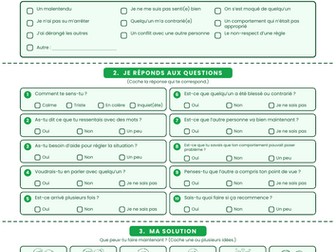 French Behaviour Reflection Sheets | 12 pp