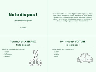 French Don't Say It - 30 Cards | 8 Sheets