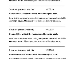 Proper Nouns 5 Minute Activity