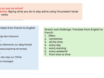 AQA NEW GCSE FOUNDATION MODULE 1 UNIT 2 TU AS UNE VIE ACTIVE?