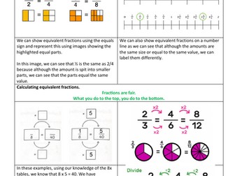 Equivalent Fractions Help Sheet