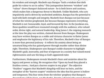 Macbeth GCSE AQA Grade 9 Essay Macbeth's Fear