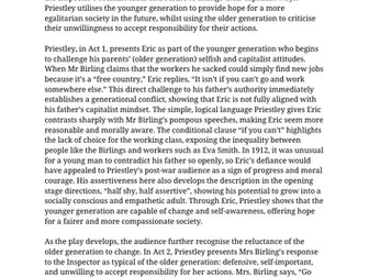 An Inspector Calls GCSE AQA Grade 9 Generation Divide Essay