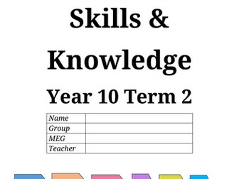 WJEC Hospitality & Catering Year 10 Term 2 booklet, powerpoint & assessments