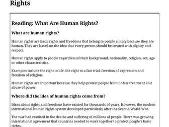 KS3 Citizenship Comprehension: Human Rights