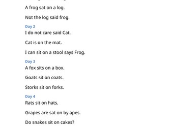 Dictation sentences Oi Frog! KS1 Y1 Y2 editable