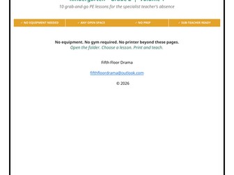 Physical Education Emergency Sub Plans VOLUME 1 | K–2nd Grade