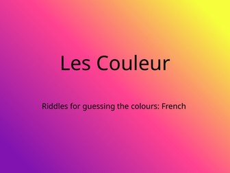 Colours Riddle - French Answers